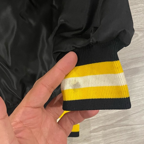 Vintage 90s Starter Boston Bruins Satin Jacket Black NHL Hockey Mens Size Medium - Picture 9 of 11